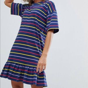 Asos design drop mini stripe dress